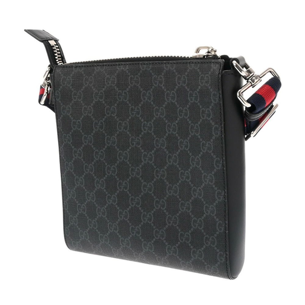 GUCCI GG Supreme Messenger Bag Black Canvas Leather Shoulder - Picture 2 of 9